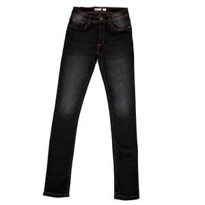 CODE 22 Slim Stretch Jeans Men's Size 24 x 30 Black Denim Red Stitching‎